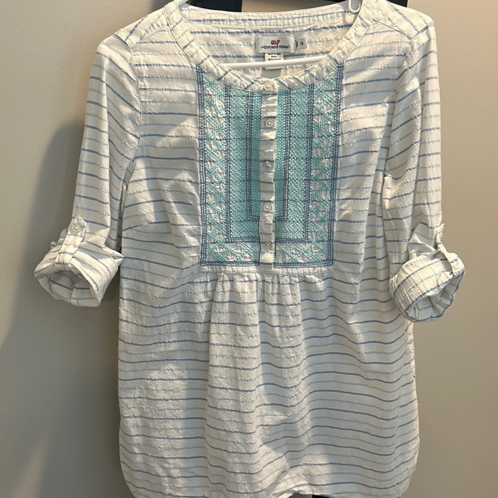 Vinyard Vines Long Sleeve Cotton Blouse size 12